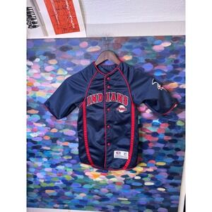 Vintage Cleveland Indians Youth Baseball Jersey Navy Blue True Fan MLB Kids